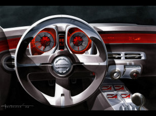 Картинка chevrolet camaro concept drawing dashboard автомобили интерьеры