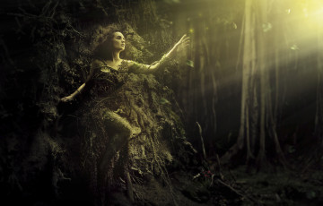 Картинка фэнтези девушки дерево лианы
