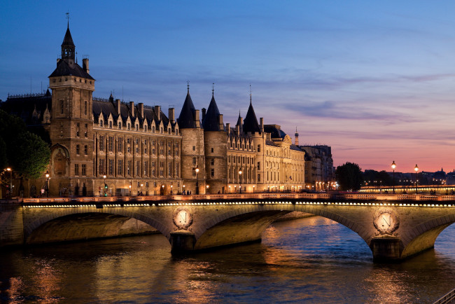 Обои картинки фото города, париж, франция, здания, река, мост