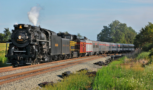 Обои картинки фото техника, паровозы, железная, локомотив, состав, рельсы, дорога