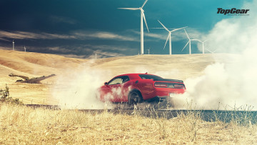 Картинка кино+фильмы top+gear dodge challenger srt hellcat 2015 red rear smoke