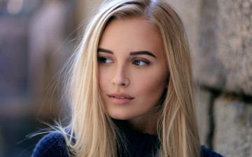 Картинка девушки -unsort+ блондинки блондинка лицо улыбка свитер стена