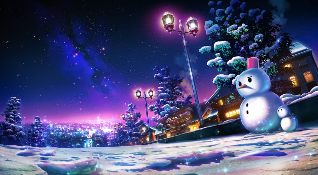 Обои картинки фото аниме, зима,  новый год,  рождество, monorisu