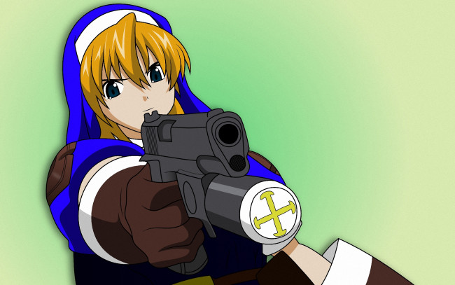 Обои картинки фото аниме, chrno crusade, rosette, christoper, девушка, пистолет, оружие