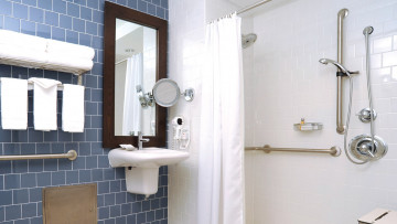 обоя интерьер, ванная и туалетная комнаты, душ, штора, умывальник, зеркало, полотенца