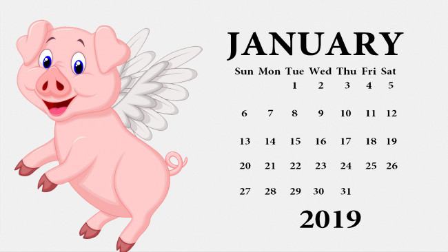 Обои картинки фото календари, рисованные,  векторная графика, свинья, крылья, поросенок