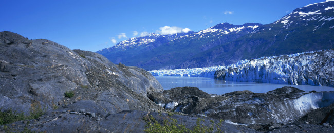 Обои картинки фото природа, айсберги и ледники, горы, река, ледник, лёд
