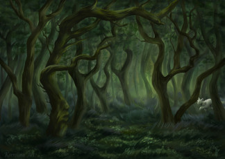 Картинка рисованное природа лес зверь