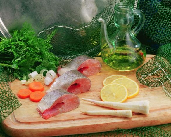 Обои картинки фото еда, рыба,  морепродукты,  суши,  роллы, масло, укроп, пастернак
