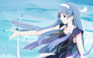 Картинка аниме kannagi облака небо волосы рука девушка