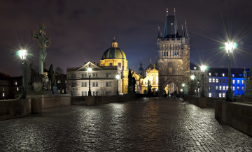 Картинка города прага Чехия ночь огни