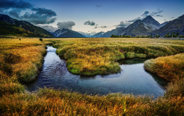 Картинка new zealand природа реки озера новая зеландия речка горы луга пейзаж