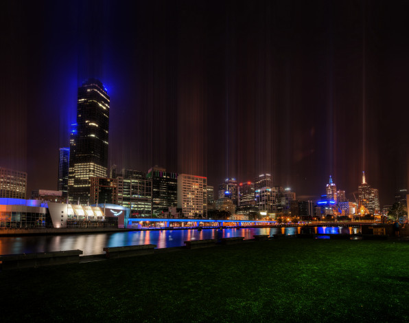Обои картинки фото города, огни, ночного, мельбурн, австралия