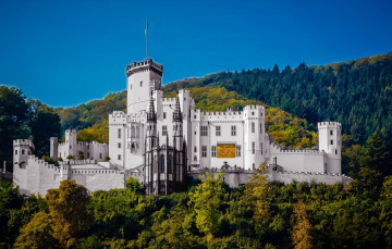 обоя замок stolzenfels,  koblenz германия, города, - дворцы,  замки,  крепости, koblenz, германия, ландшафт, замок, stolzenfels
