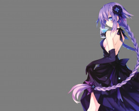 Картинка аниме hyperdimension+neptunia серый фон neptune hyperdimension neptunia бокал платье девушка tsunako purple heart