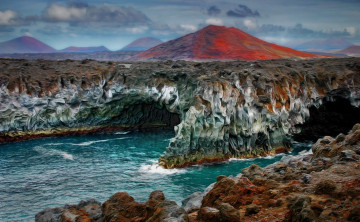 Картинка природа побережье скалы море грот камни