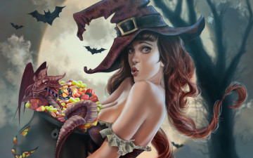 Картинка фэнтези красавицы+и+чудовища магия колдовство ведьма лицо шляпа