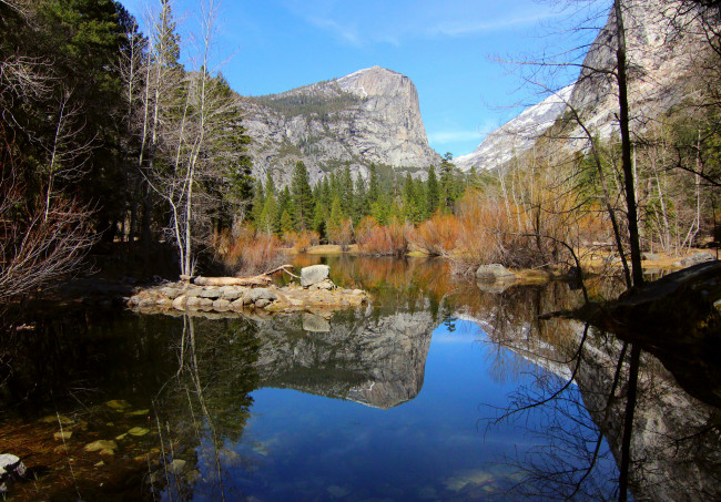 Обои картинки фото природа, реки, озера, yosemite, national, park, сша, mirror, lake, калифорния, mariposa, county
