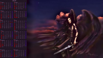 Картинка календари фэнтези оружие девушка крылья
