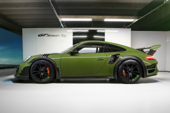 Картинка автомобили porsche профиль 911 turbo gt street rs зеленый