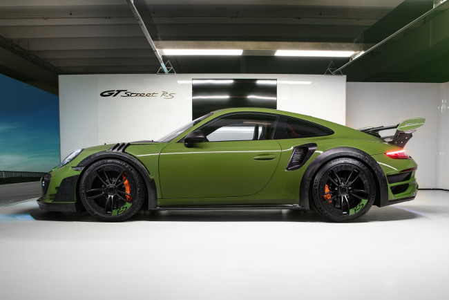 Обои картинки фото автомобили, porsche, профиль, 911, turbo, gt, street, rs, зеленый