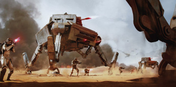 Картинка фэнтези _star+wars роботы имперцы солдаты пустыня война