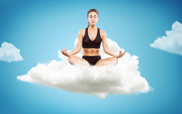 Картинка спорт фитнес облако шатенка йога