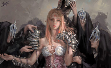 Картинка фэнтези _ghost+blade+ +призрачный+клинок девушка броня руки эльфийка