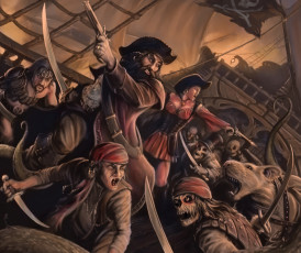 Картинка фэнтези люди пираты нежить крыса сражение