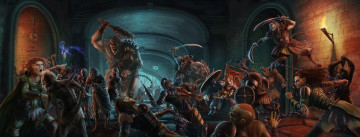 Картинка фэнтези существа чудовища эльфы монстры сражение битва орк рыцарь зомби оборотни нежить
