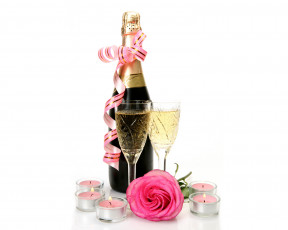 Картинка еда напитки +вино шампанское роза бокалы свечи