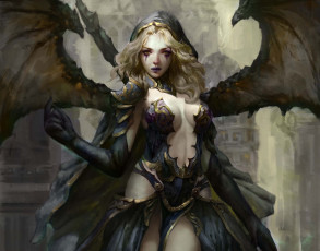 Картинка фэнтези демоны девушка демоница крылья