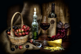 Картинка еда натюрморт виноград сыр свеча вино