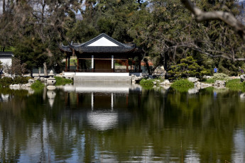 Картинка природа парк сад водоем отражение беседка японский