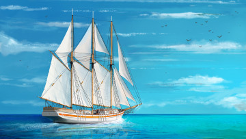 Картинка корабли рисованные шхуна