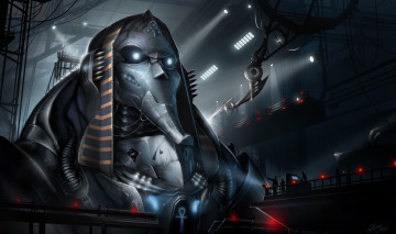 Картинка фэнтези роботы киборги механизмы робот фараон