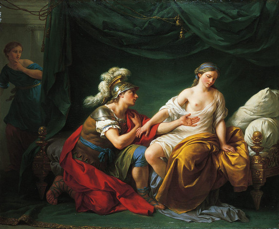 Обои картинки фото алкивиад, на, коленях, перед, своей, женой, рисованные, louis, jean, francois, lagrenee, римлянин