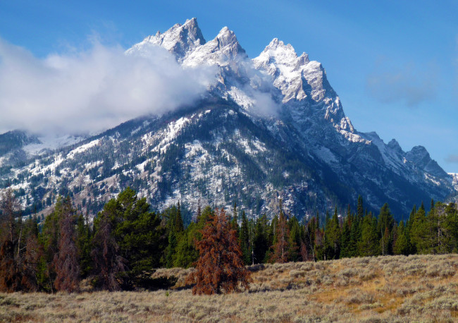 Обои картинки фото природа, горы, usa, rock, chuck, peak, grand, teton, wyoming