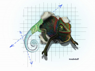 Картинка хамелеон+3d 3д+графика animals+ животные пресмыкающиеся хамелеон ящерицы