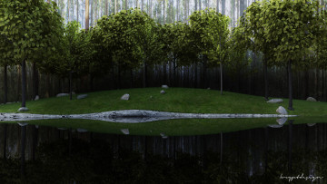 Картинка 3д+графика nature landscape+ природа река деревья