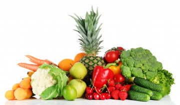 обоя еда, фрукты и овощи вместе, фрукты, ягоды, овощи