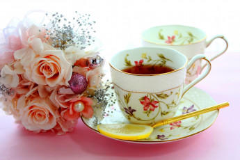 Картинка еда напитки +Чай букет лимон