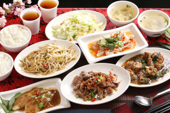 обоя еда, разное, рыба, морепродукты, блюда, японская, кухня, салат, суп, рис, ассорти