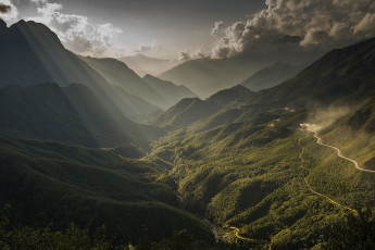 Картинка природа горы леса свет небо холмы склоны вьетнам