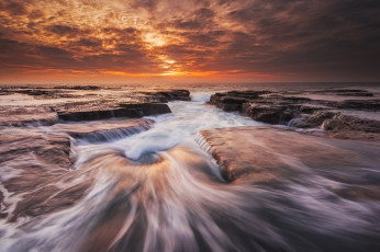 Картинка природа побережье выдержка австралия океан море утро волны пляж скалы