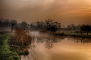 Картинка природа реки озера утро туман река