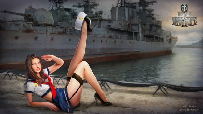 Обои картинки фото видео игры, world of warships, world, of, warships, онлайн, action, симулятор, девушка, арт