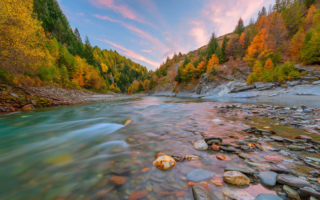Обои картинки фото природа, реки, озера, лес, осень, поток, камни