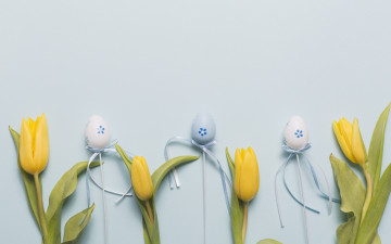 Картинка праздничные пасха blue тюльпаны eggs easter flower праздник tulips декор