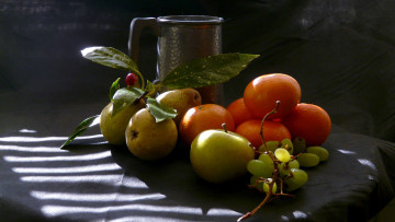 Картинка еда фрукты +ягоды виноград цитрусы груши